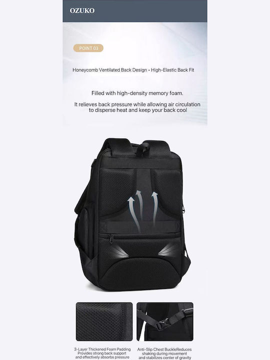 Ozuko Waterproof Laptop Backpack 15.6" in Black Colour 9770S