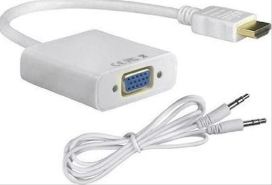Powertech Converter HDMI male to VGA female White 1pcs CAB-H072