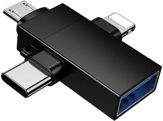 Borofone Μετατροπέας Lightning / USB-C / micro USB male σε Lightning / micro USB male 1τμχ