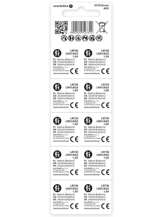 everActive Alkaline Watch Batteries LR41 1.5V 10pcs