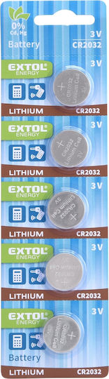 Baterii Litiu 3V Extol 5 Bucăți 20x3,2mm 42050