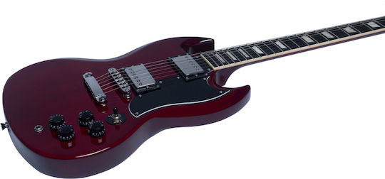 Eko Elektrische Gitarre SG mit HH Tonabnehmerkonfiguration Rot
