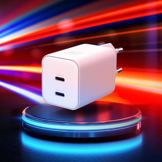 3MK GaN Wireless Charger with 2 USB-C Ports 45W Power Delivery / Quick Charge 4.0 White (Hyper)