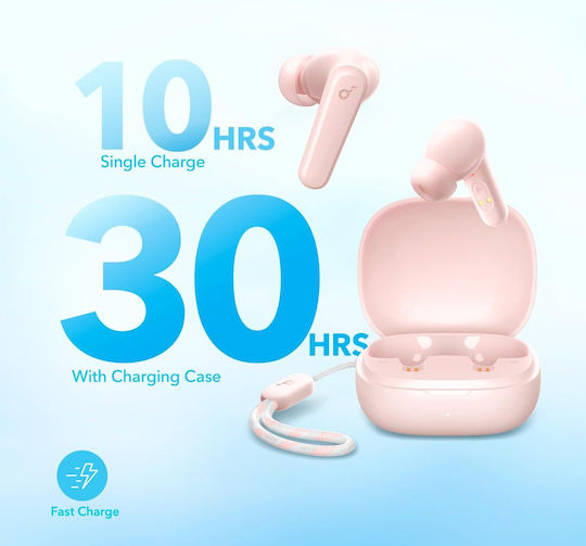 Soundcore by Anker P20i In-ear Bluetooth Handsfree Ακουστικά με Αντοχή στον Ιδρώτα και Θήκη Φόρτισης Ροζ