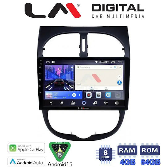 LM Digital Car Audio System for Peugeot 206 2002 to 2006 Bluetooth USB Wi-Fi GPS Apple CarPlay Android Auto