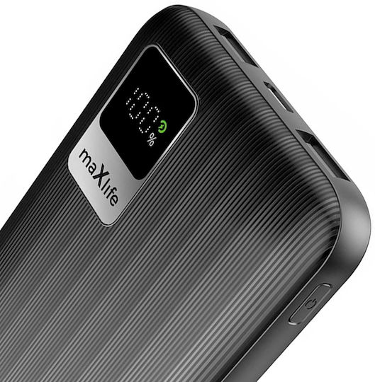 Maxlife MXPB-07 Power Bank 10000mAh with 2 USB-A Ports and USB-C Port Black