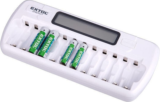 Extol Încărcător 12 Baterii Ni-MH Dimensiune AA/AAA Culoare Albă