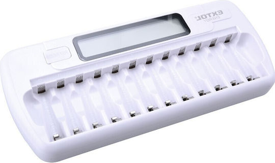 Extol Încărcător 12 Baterii Ni-MH Dimensiune AA/AAA Culoare Albă