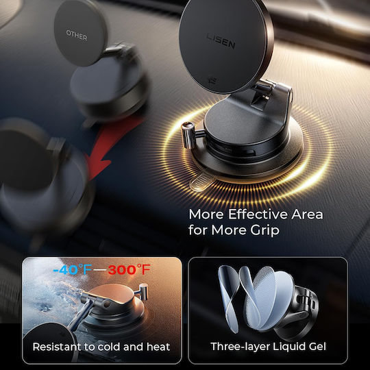 Lisen Car Mobile Mount with Adjustable Hooks Black