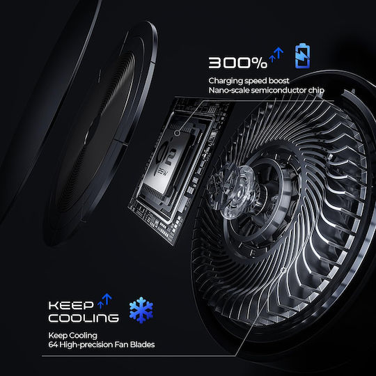 Lisen Car Holder Wireless Charger W116 Yl0225060018 Air Vent Dashboard Cooling Fan 25w Qi2.2 Black