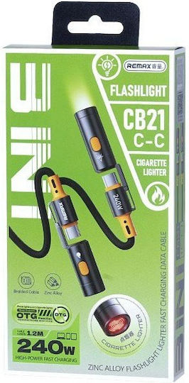 Remax LED / Braided Cable USB-C Male - USB-C 240W PD Black 1.2m CB21