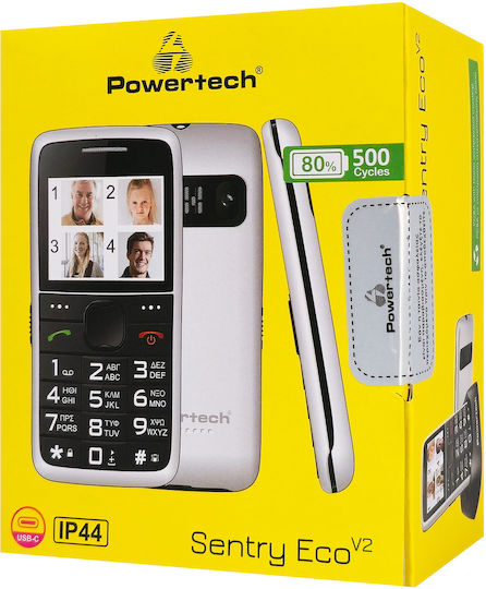 Powertech Eco V2 Dual SIM Handy mit Großen Tasten Weiß