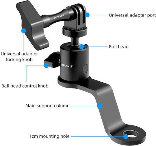 Puluz Стойка за огледало на мотор за Action Camera Black