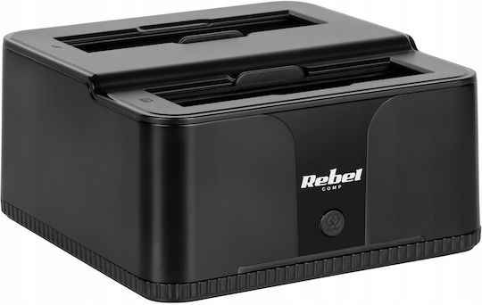 Rebel Kom1041 Hdd Ssd Docking Station Usb 3.0 2 Slots 3.5/2.5 Black