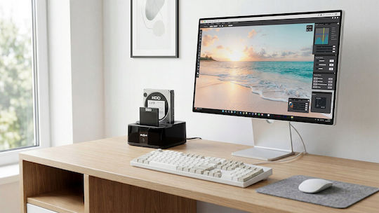 Rebel Kom1041 Hdd Ssd Docking Station Usb 3.0 2 Slots 3.5/2.5 Black
