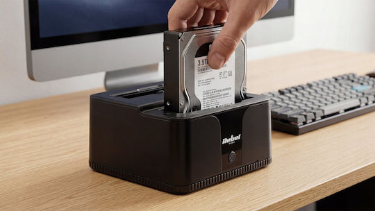 Rebel Kom1041 Hdd Ssd Docking Station Usb 3.0 2 Slots 3.5/2.5 Black