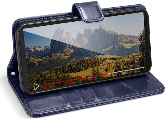 Avizar Husa Telefoane Xperia 10 Vii Tip Wallet Din Piele Efect Marmorat Cu Funcție Stand Culoare Albastru Închis Noapte