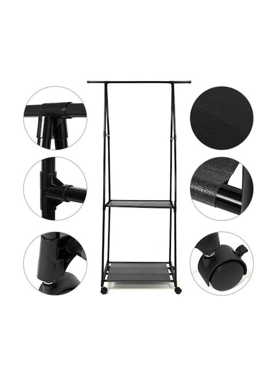 Cuiere de Podea Cu Roți Din Metal Negru 85x37x158cm