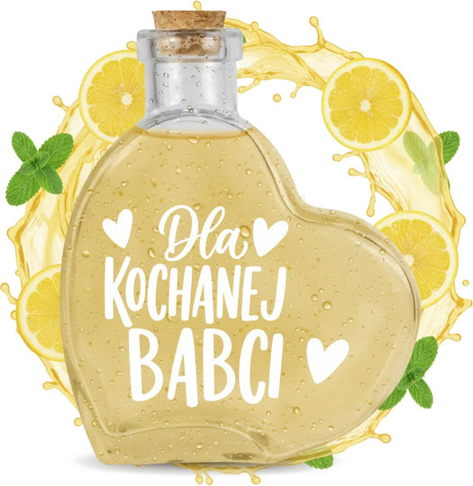 Cadou Ziua Bunicii Cutie Din Lemn + Sticlă Inimă 250ml