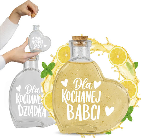 Cadou Ziua Bunicii Cutie Din Lemn + Sticlă Inimă 250ml