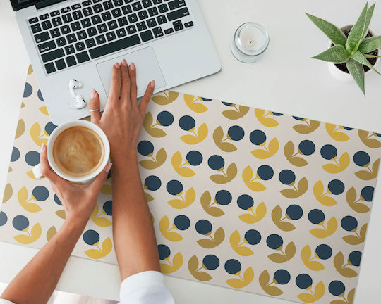 Protective Desk Pad Graphic Geometric Floral Design 90x45 Cm