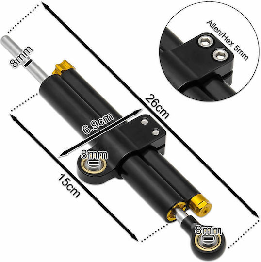 Motorcycle Handlebar Stabilizer Line Adjustable Universal 8mm Black W14127-2
