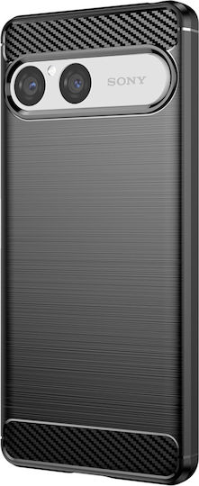 Avizar Silikon Handyhülle Xperia 10 Vii A Carbon-Effekt Gebürstete Oberfläche Schwarz