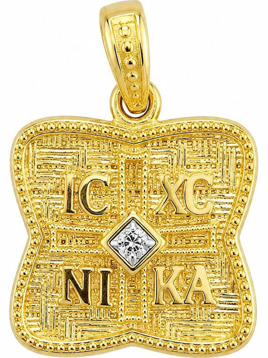 Senzio Belibasakis Charm Talisman Constantine with Stones in 9 K Gold with Zircon