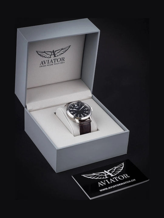 Aviator Men's Battery Watch with Silver Metal Bracelet