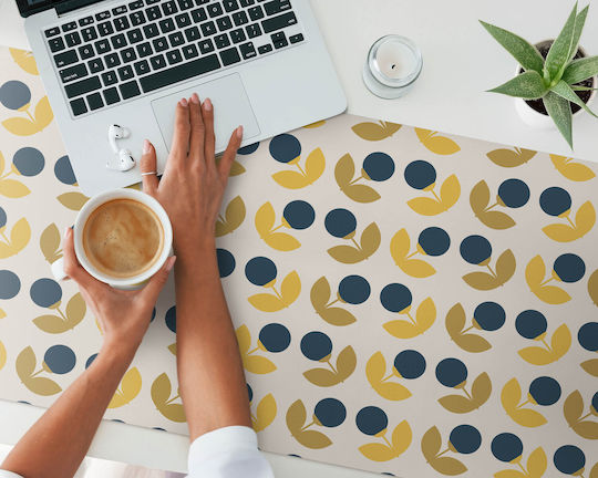 Protective Desk Pad Graphic Geometric Floral Design 120x60 Cm