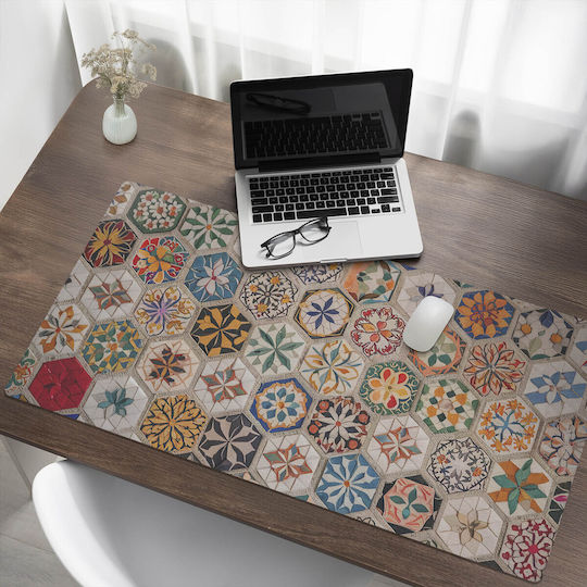 Covoraș Antiderapant Protecție Birou Model Mozaic Flori 120x60 Cm