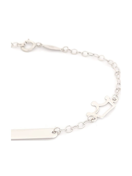 Kids Bracelet Silver Material with Crown and Evil Eye