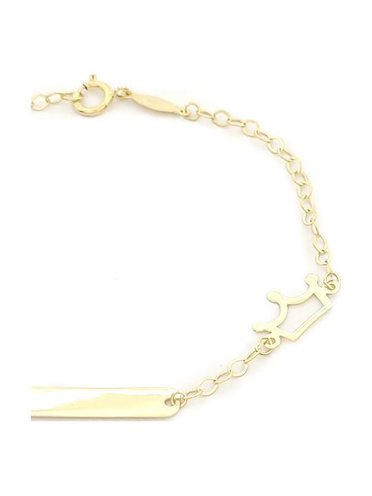 Kids Bracelet Made of Gilded Silver with Cross & Crown