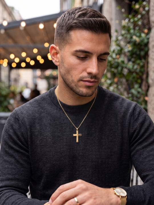 Men's Gold Cross 9K with Chain