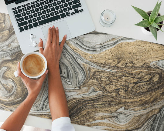 Tulup Marmor Swirls Schreibtischunterlagen Mauspad Tastatur Laptop 120x60 cm