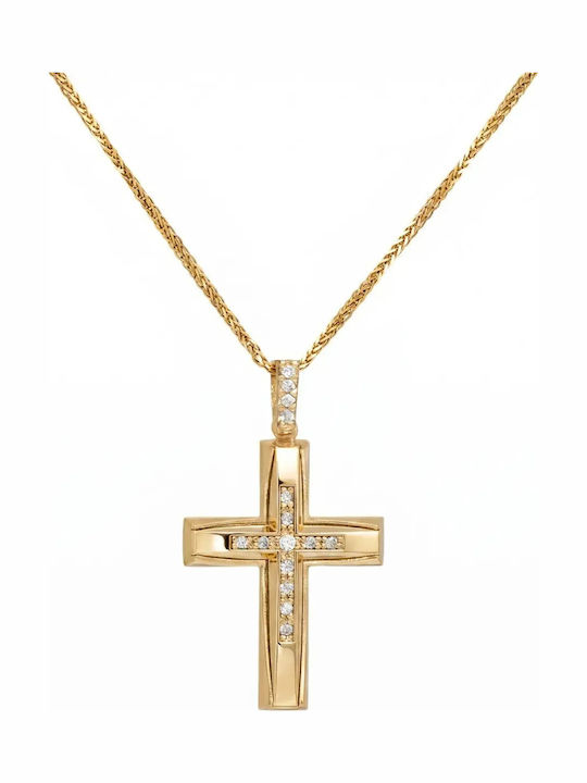 Crucifix Din Aur Pentru Femei 9 Carate Cu Lanț