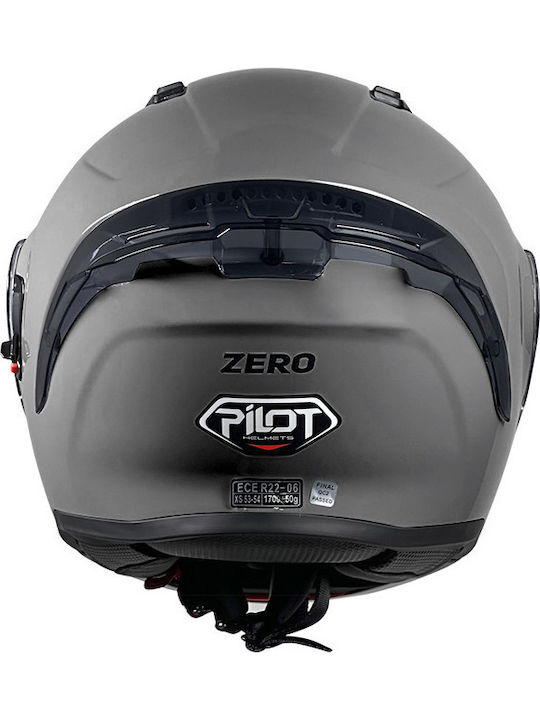 Pilot Zero SV Titanium Mat Motorcycle Helmet Flip-Up ECE 22.06 1700gr with Sun Visor