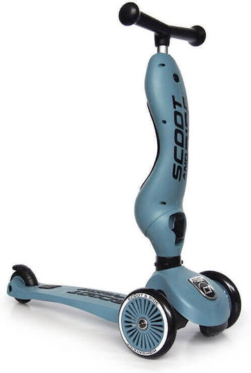 Scoot & Ride Kinderroller Highwaykick 1 & Helm S Steel für 5+ Jahre Grau