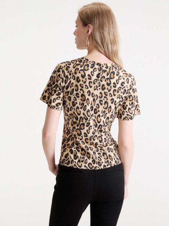 Women's Blouse Short Sleeve Animal Print Multicolour