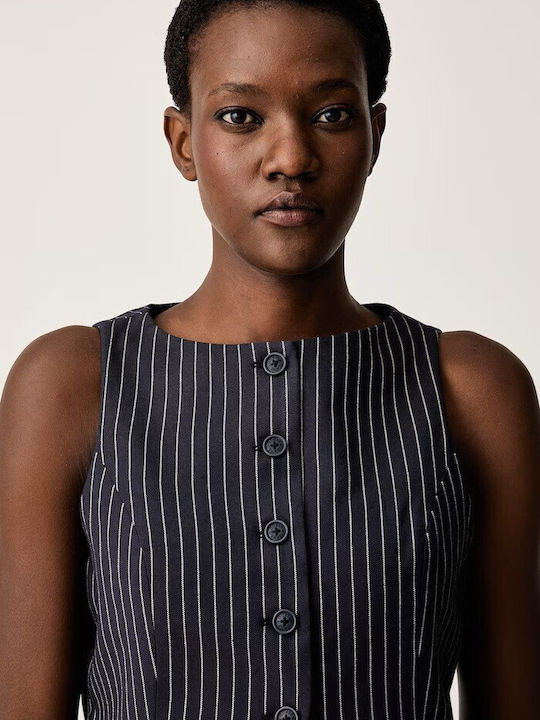 Women's Sleeveless Striped Dark Blue