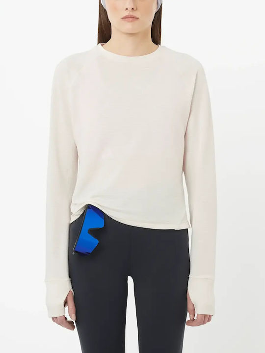 Essential Lightwarm Damen Sport Langärmlige Weiße Bluse