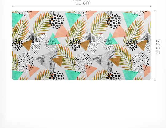 Elegant Decorative Desk Pad Geometric Leaves 100x50 Cm