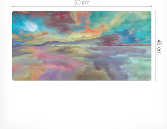 Office Desk Protective Mat Table Surface Clouds Pastel Colours 90x45 cm