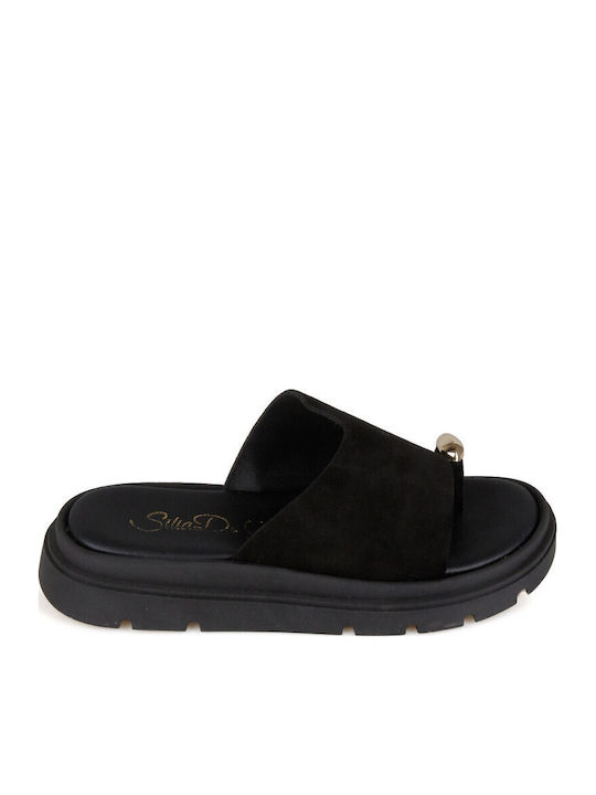 Дамски Кожени Сандали Flatforms Черни