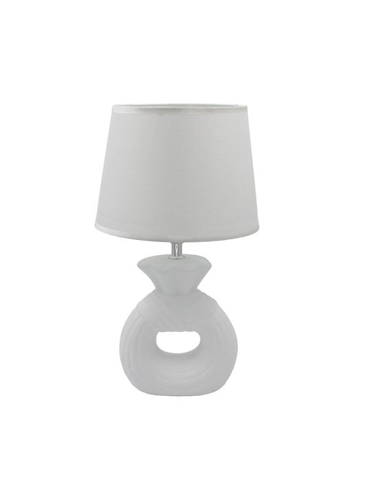 Keskor Ceramic Table Lamp for E27 Socket with White Shade and Base