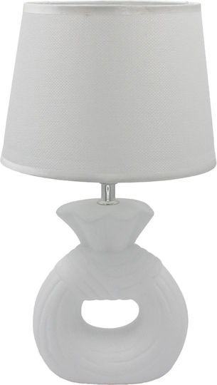 Keskor Keramik Tischlampe für E27 Fassung mit Weißem Hut und Basis