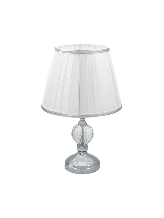 Keskor Metal Table Lamp for E27 Socket with Silver Shade and Base