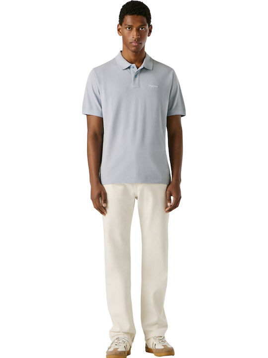 Polo Herrenbluse Kurzarm Hellblau
