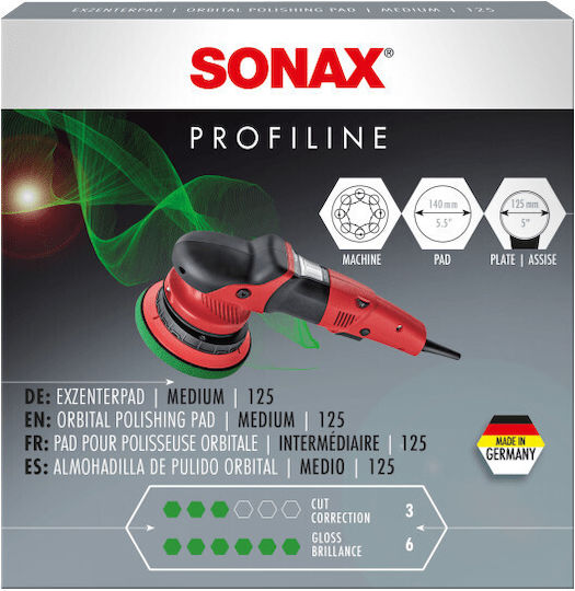 Sonax Profiline Гъба За Полиране Средна Зелена 140mm За Ексцентрикови Полиращи Машини