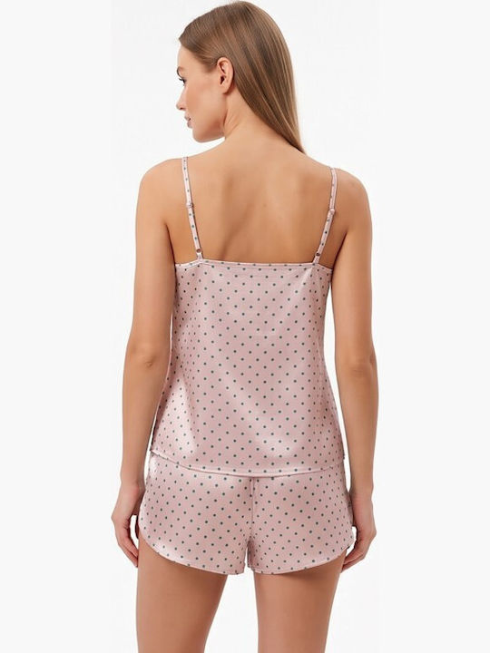 Jumelles Babydoll Roz Cu Gri Cu Buline Vară